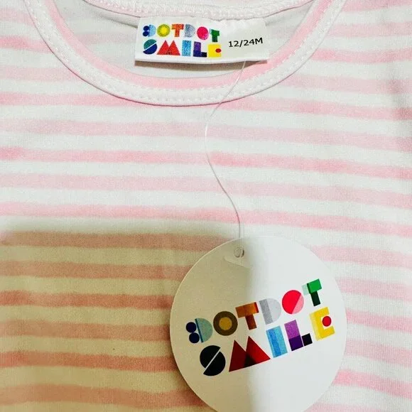 Dot Dot Smile Baby Girl‎ Size 12/24M Pink White Stripe Tank Twirl Dress NWT - Picture 5 of 6